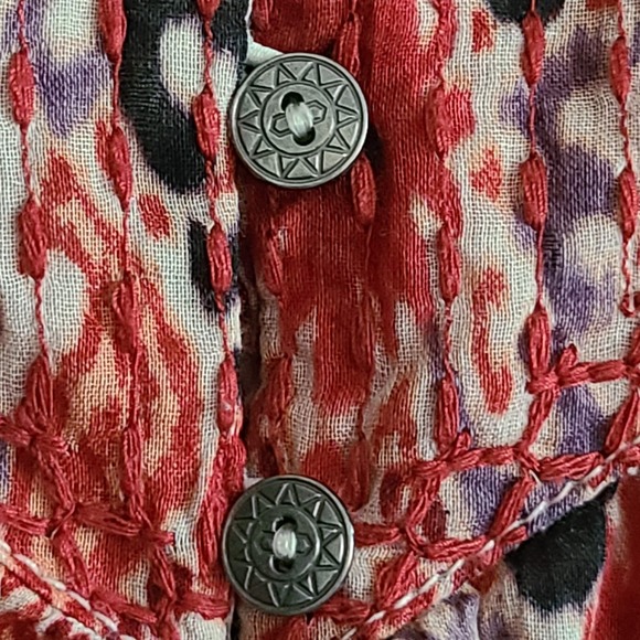 BEACHLUNCHLOUNGE Printed Peasant Top with Embroidered‎ Yoke Women's XL - Picture 7 of 13